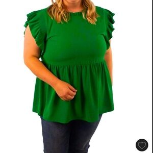 Kelly Green Sleeveless Blouse Women’s Plus Size 2X